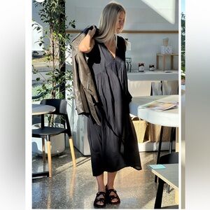 LANEWAY THE LABEL Vintage Cotton Gown in Noir